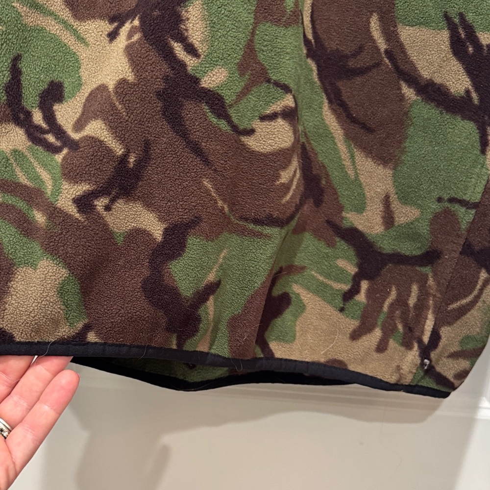 Lands' End T-200 Fleece Snap Neck Pullover Green and Brown Camo Men’s Small - Picture 7 of 12